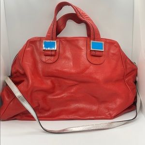 MEREDITH WENDELL Red Leather Bag w/Crossbody Strap